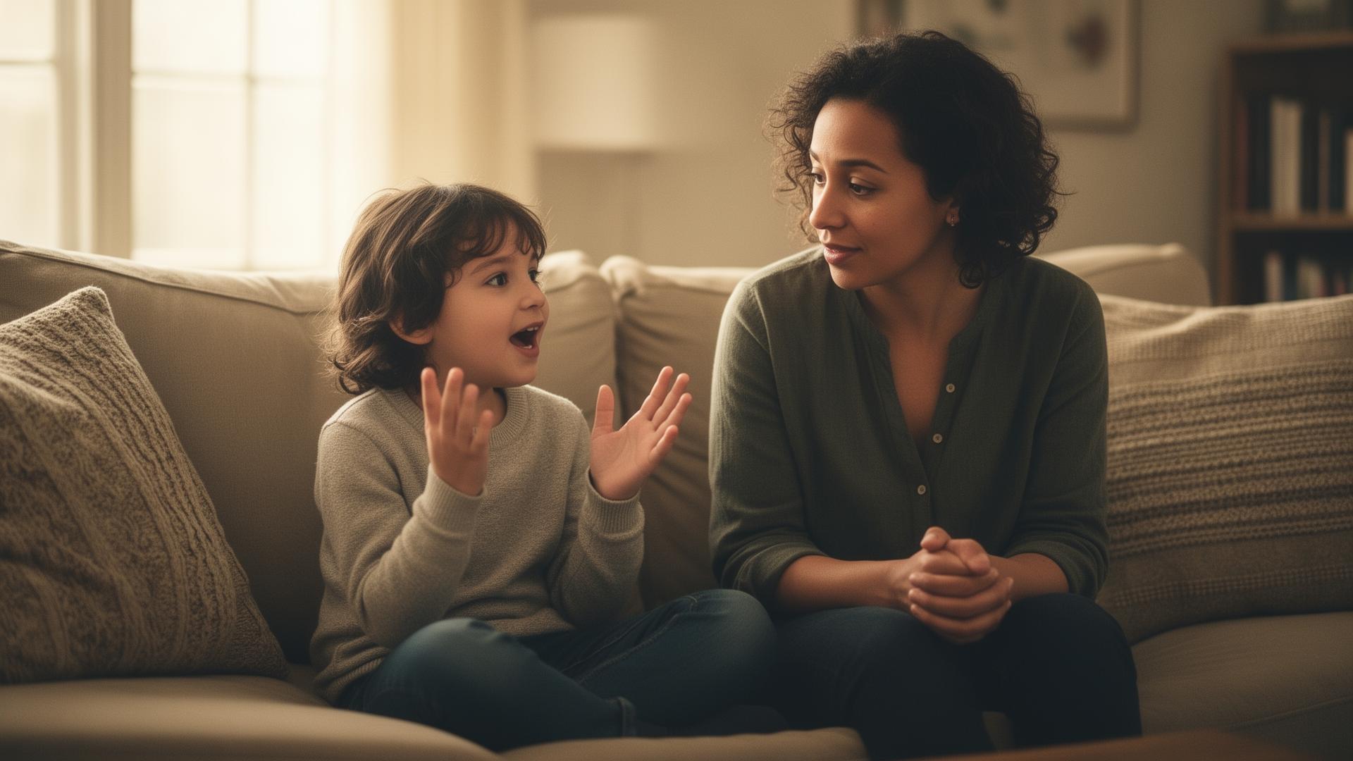 Parent listening attentively to child