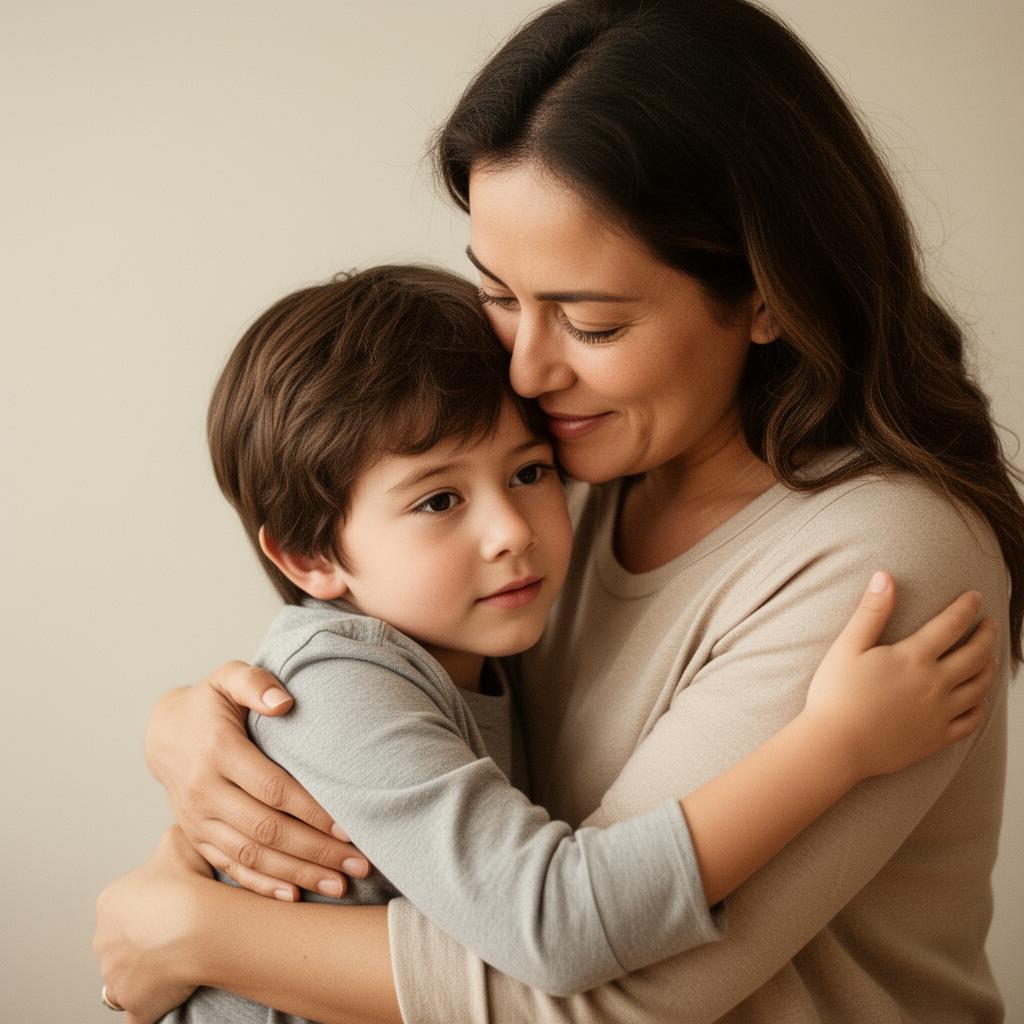 Parent gently comforting their child